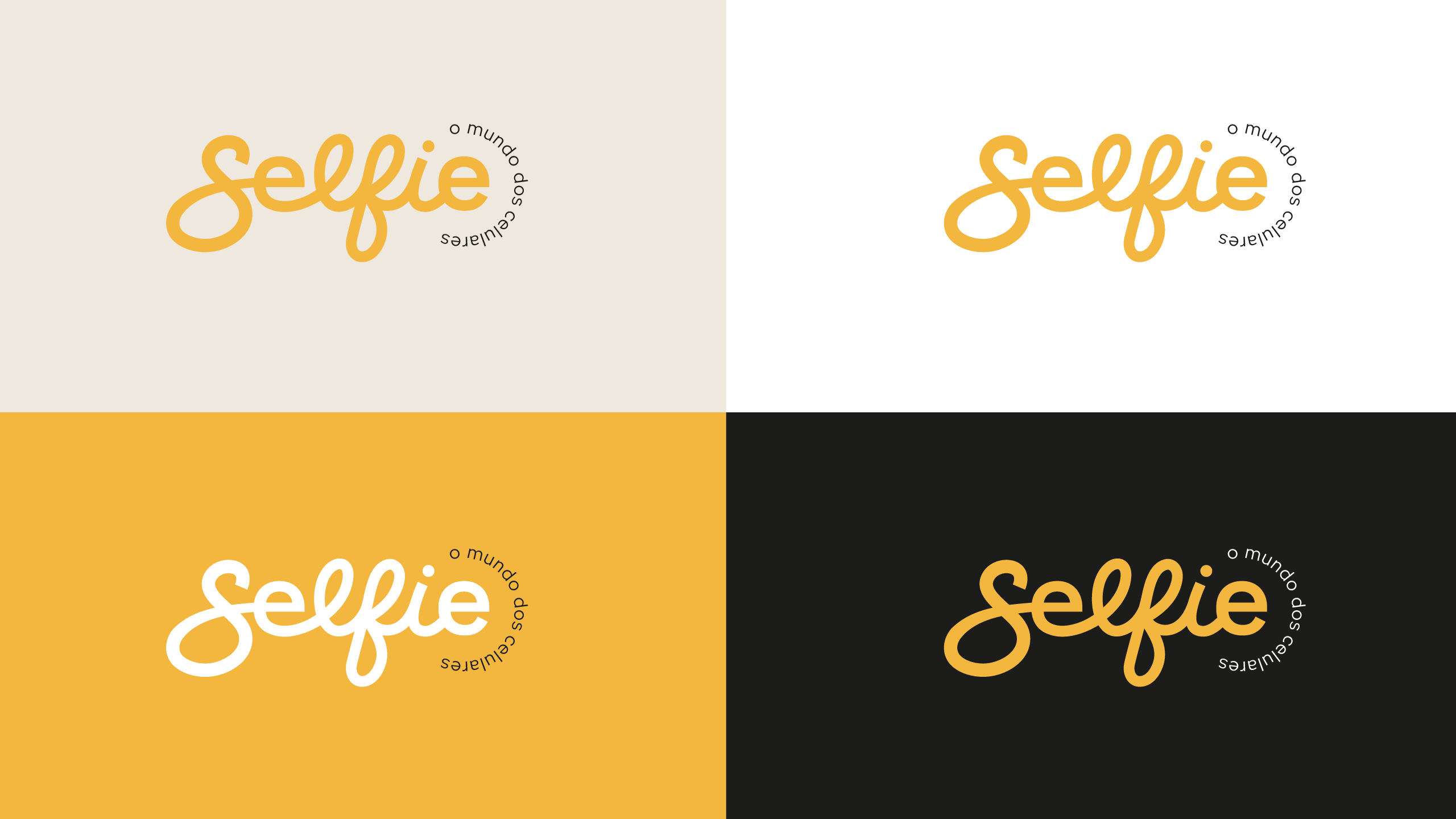Lettering exclusivo da Selfie em variações de fundo
