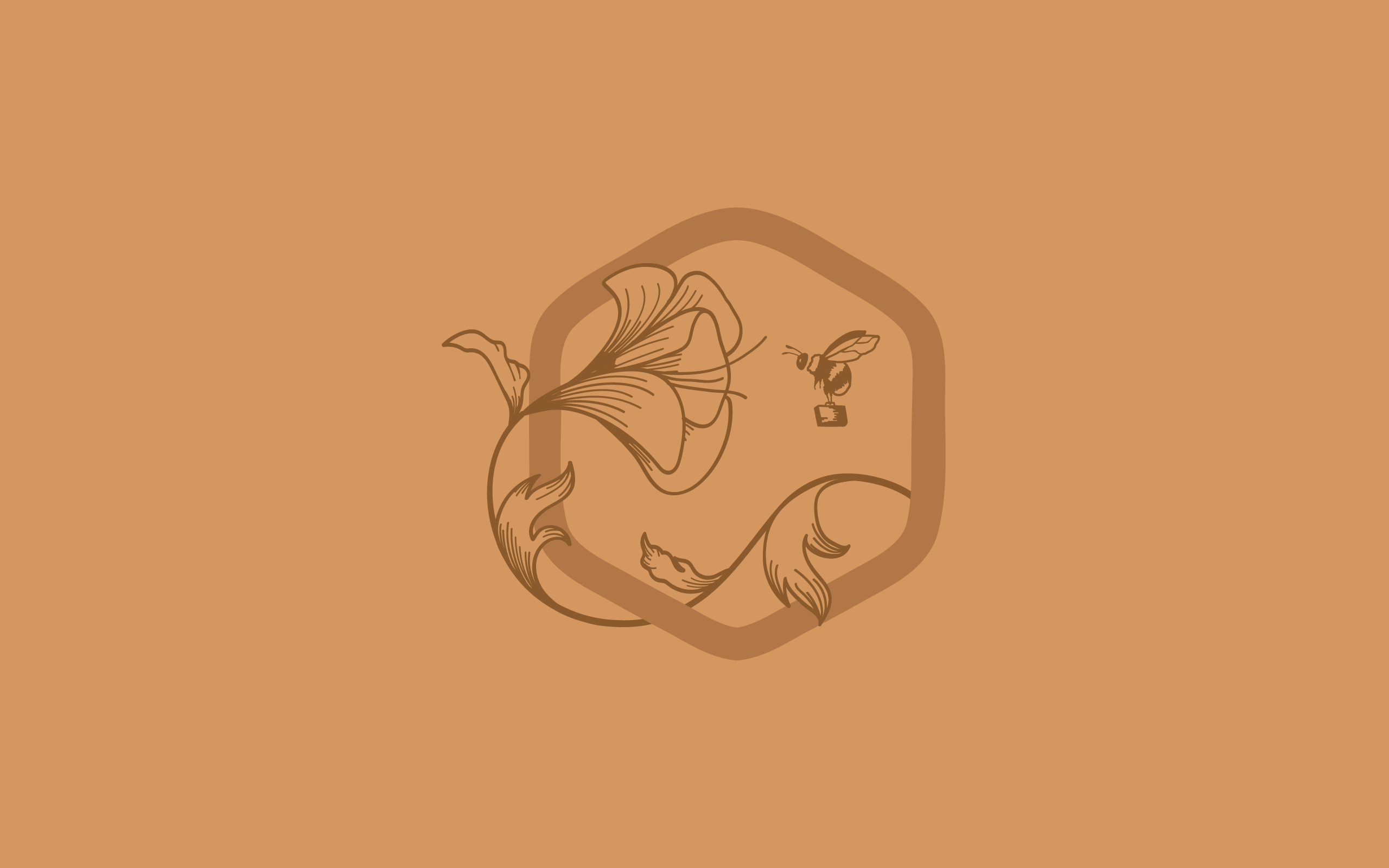 Ilustração hexagonal de flor caramelo da Bee Kind