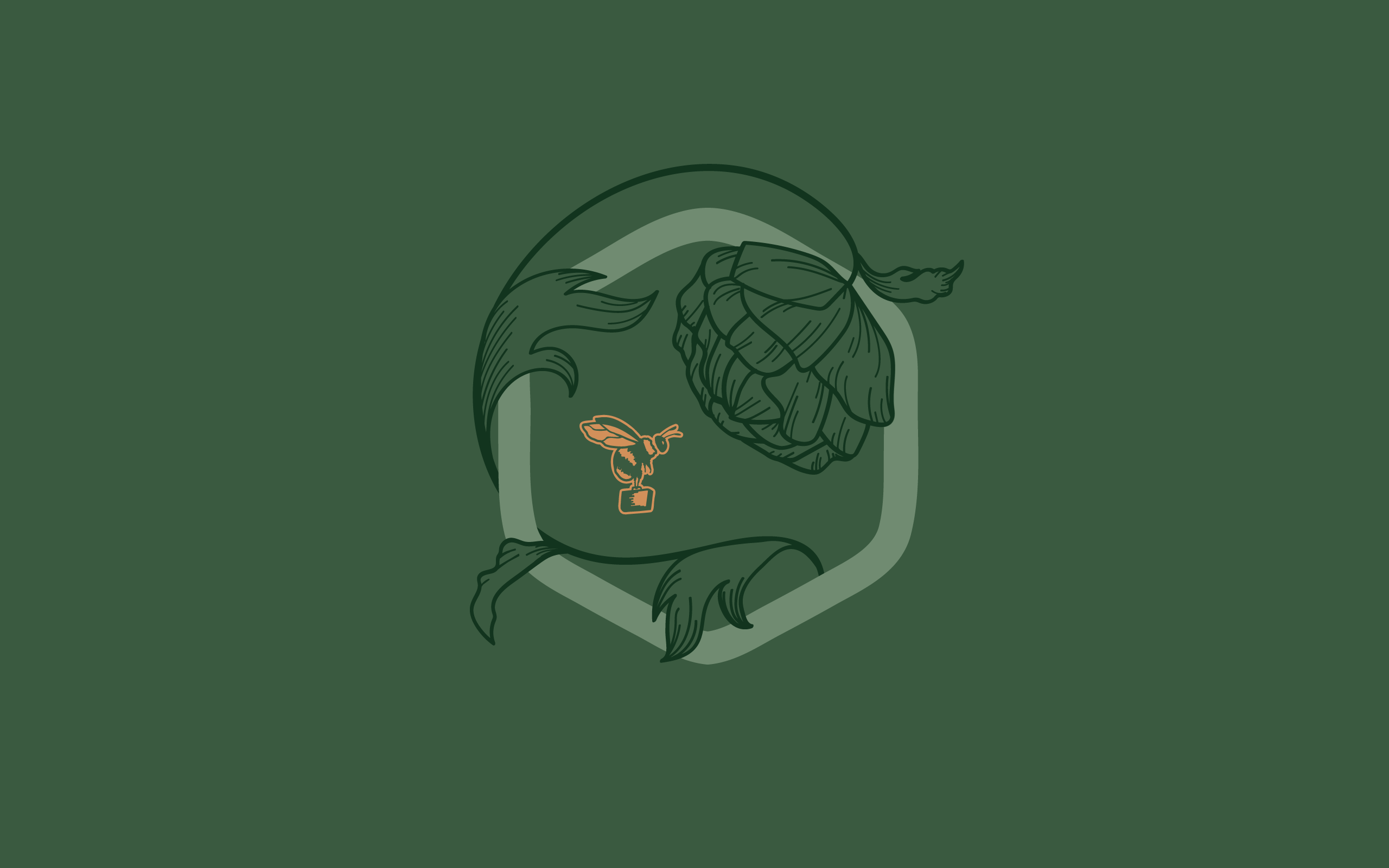 Ilustração hexagonal verde da Bee Kind