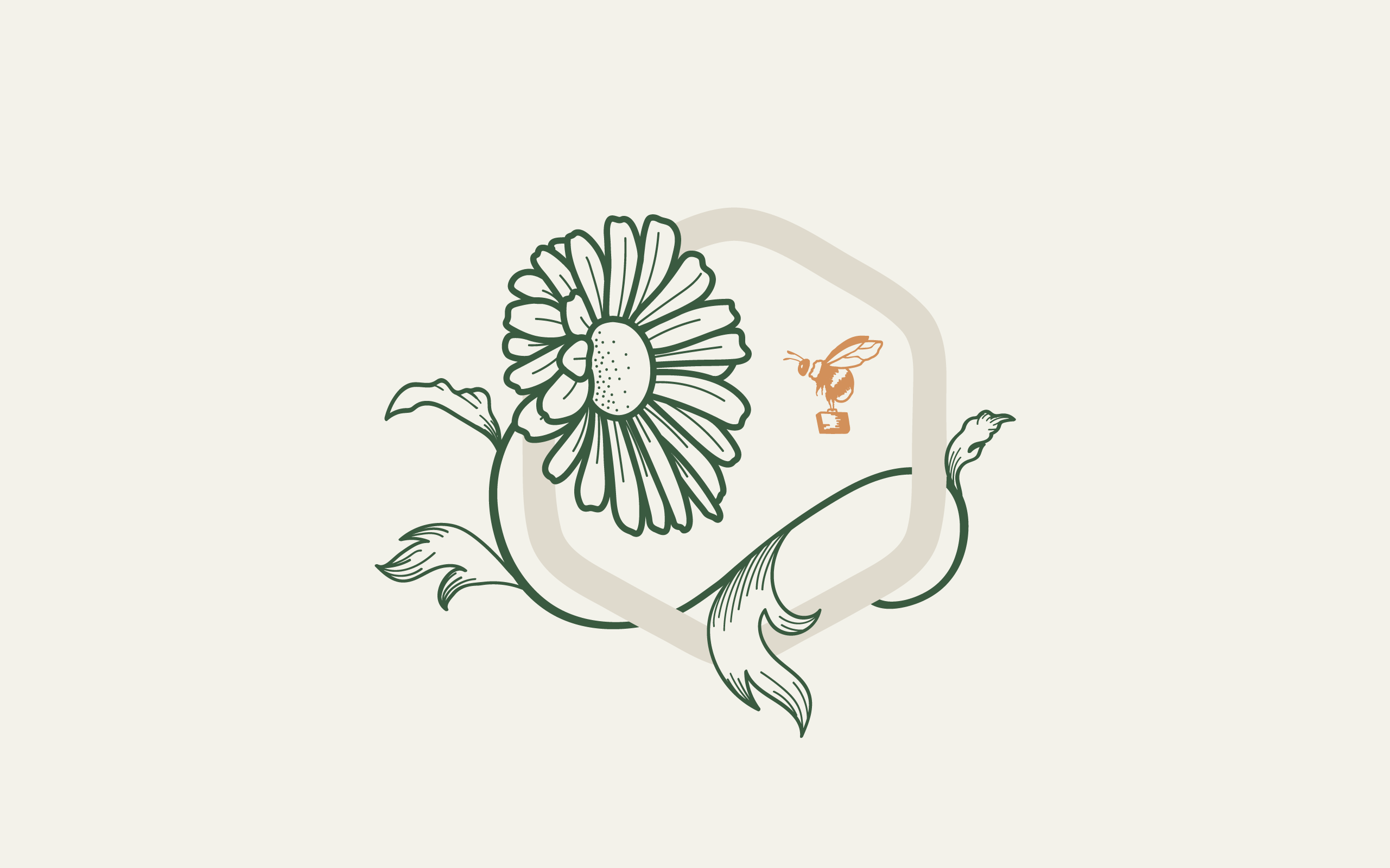Ilustração hexagonal de margarida da Bee Kind
