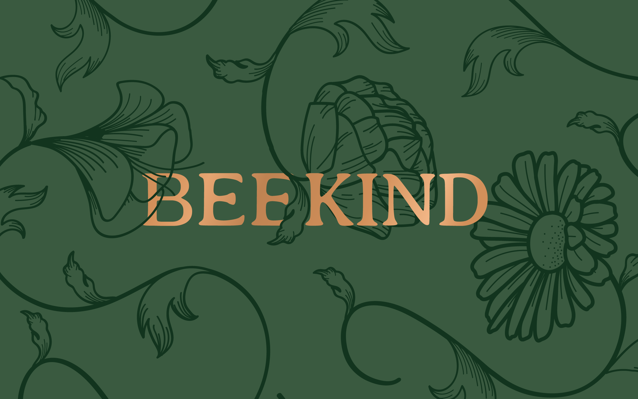 Wordmark da Bee Kind sobre fundo verde