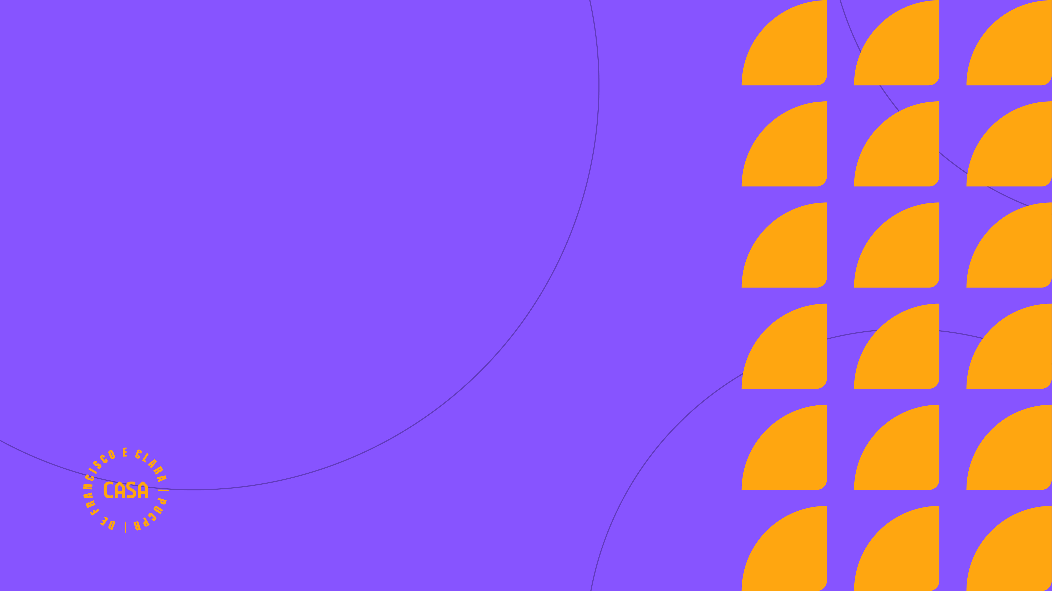 Padrão da identidade visual em roxo e amarelo com selo da Casa