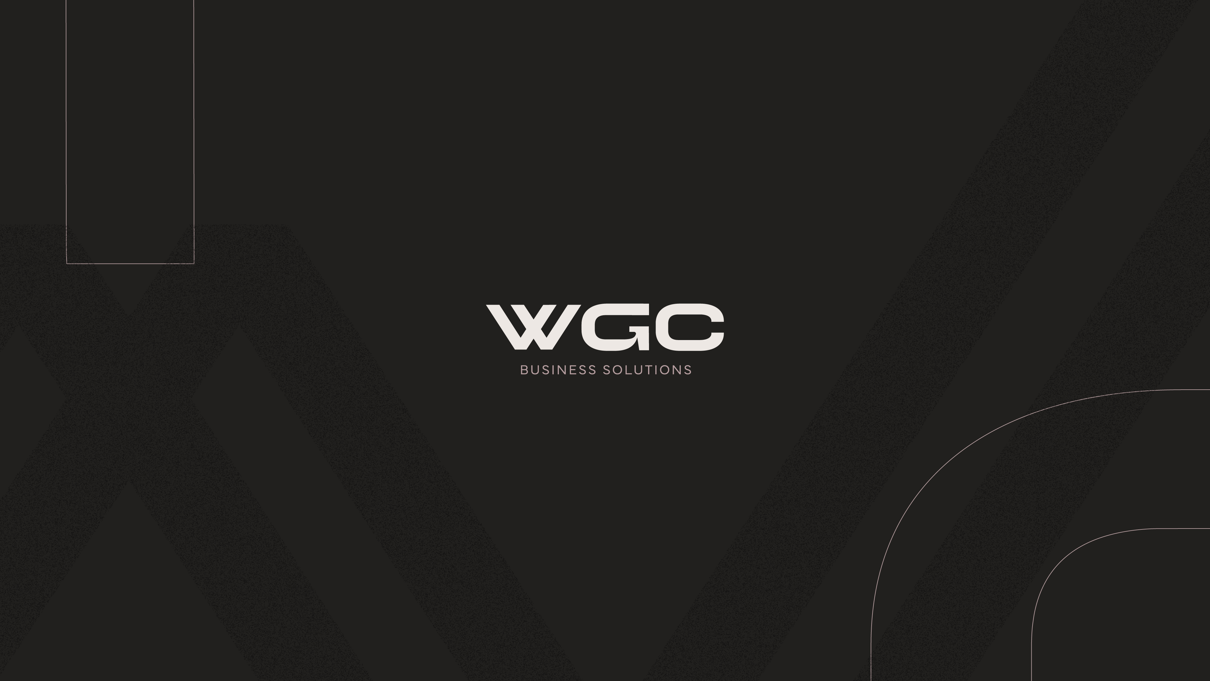 Logotipo da WGC Business Solutions sobre fundo escuro